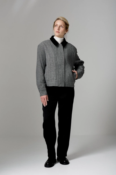 Бомбер из шерсти утепленный с контрастным воротником Ricoco, цвет: серый, 7041/1 купить онлайн