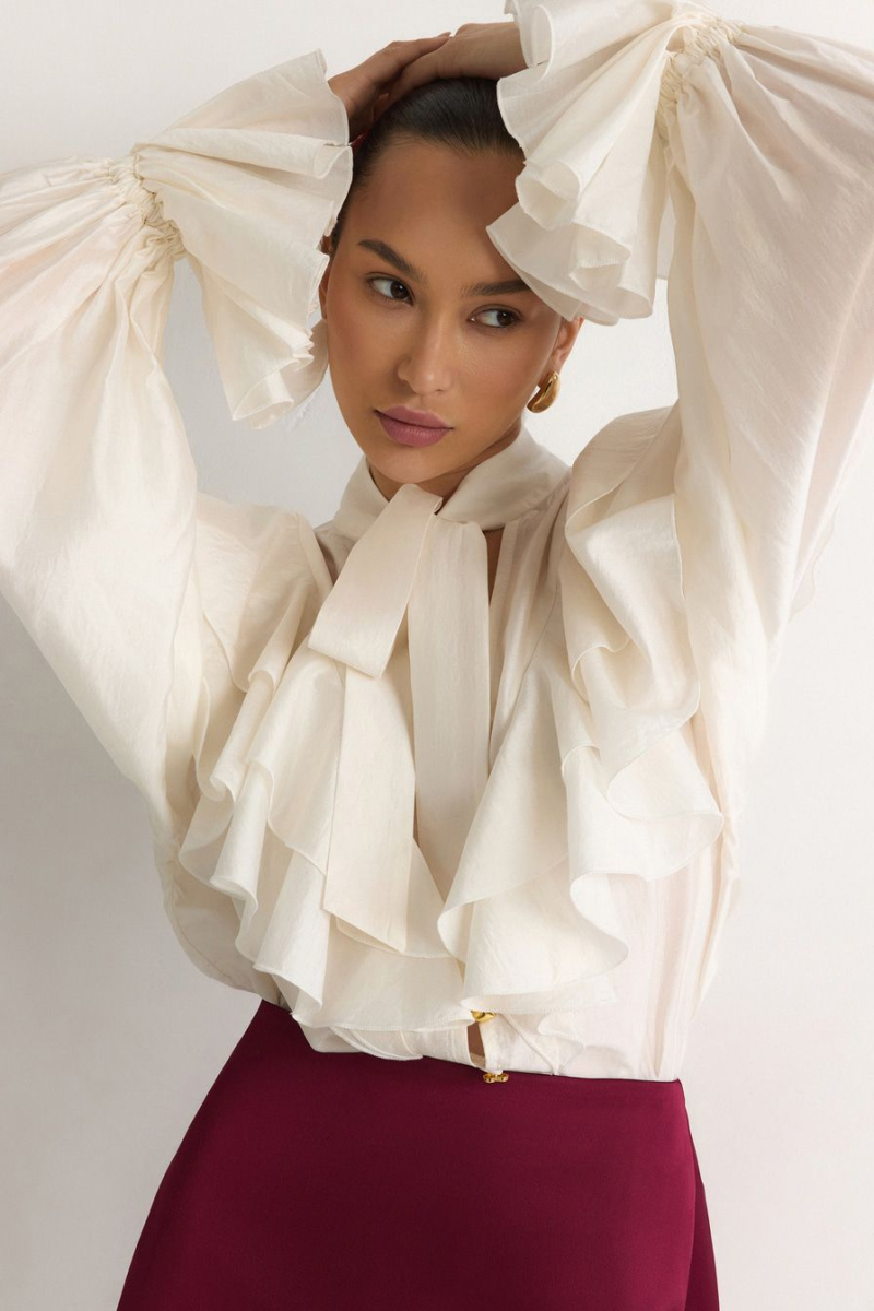 Блуза с воланами TOPTOP, цвет: белый, TTS.020.17360.100 купить онлайн