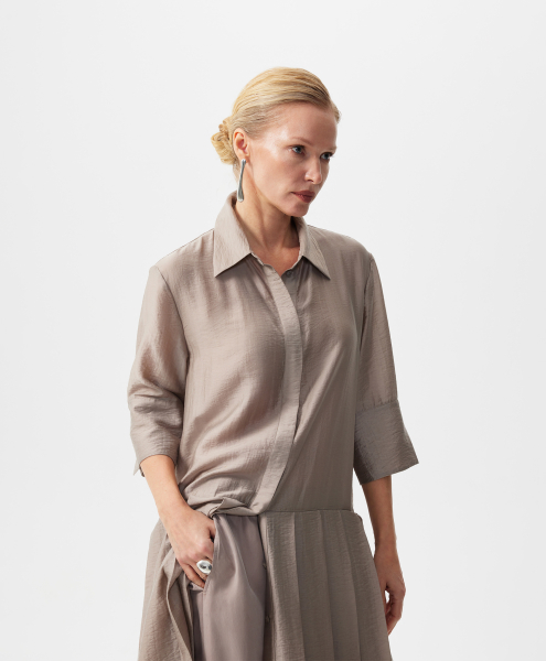 Платье рубашечного кроя с коротким рукавом GLVR, цвет: серый, 126G22GAC2503 купить онлайн