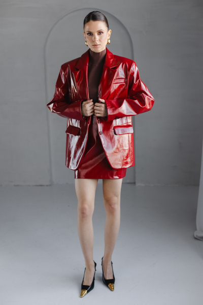 Юбка из экокожи мини лаковая VLVT, цвет: Бордовый, 00-00005128 купить онлайн