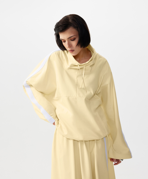 Свитшот оверсайз с воротником-стойкой GLVR, цвет: Желтый, 126G24GAC1601 купить онлайн