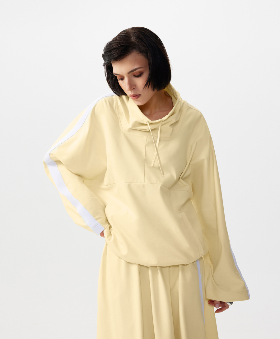 Свитшот оверсайз с воротником-стойкой GLVR, цвет: Желтый, 126G24GAC1601 купить онлайн