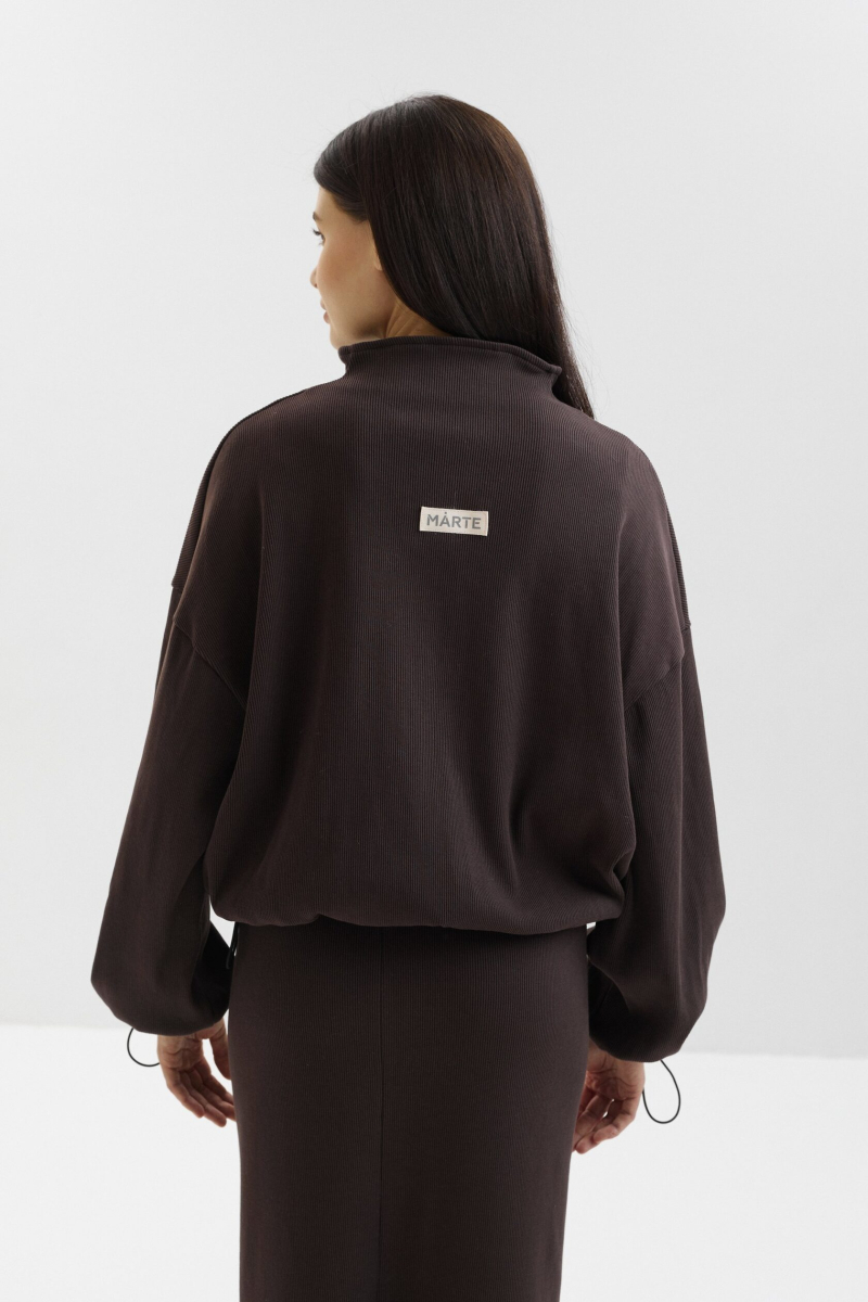Свитшот с акцентным вырезом marte, цвет: коричневый,  купить онлайн