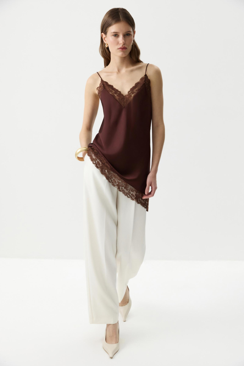 Топ с кружевом Charmstore, цвет: коричневый, 102-43060-550 купить онлайн