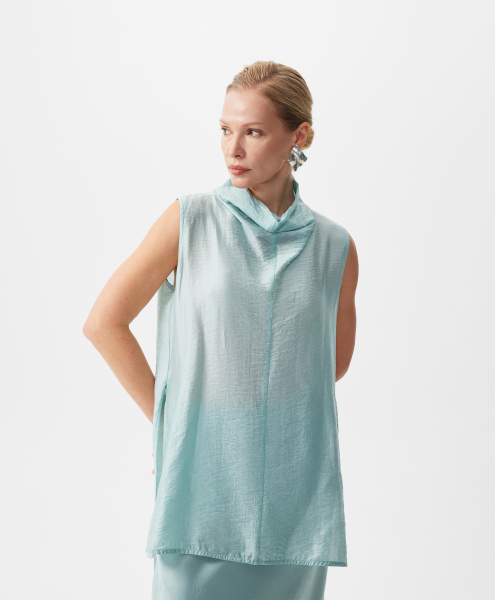 Блузка удлиненная без рукавов GLVR, цвет: зеленый, 126G26GAC2220 купить онлайн