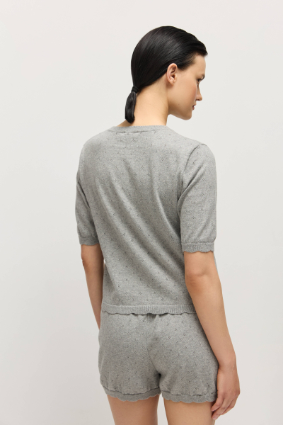 Джемпер пуантель из хлопка с кашемиром AROUND, цвет: серый меланж, 219_129CC06 купить онлайн