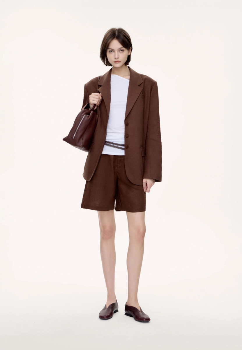 Женский жакет льняной MUTED, цвет: коричневый, 904737.WJKT0001_Brown купить онлайн