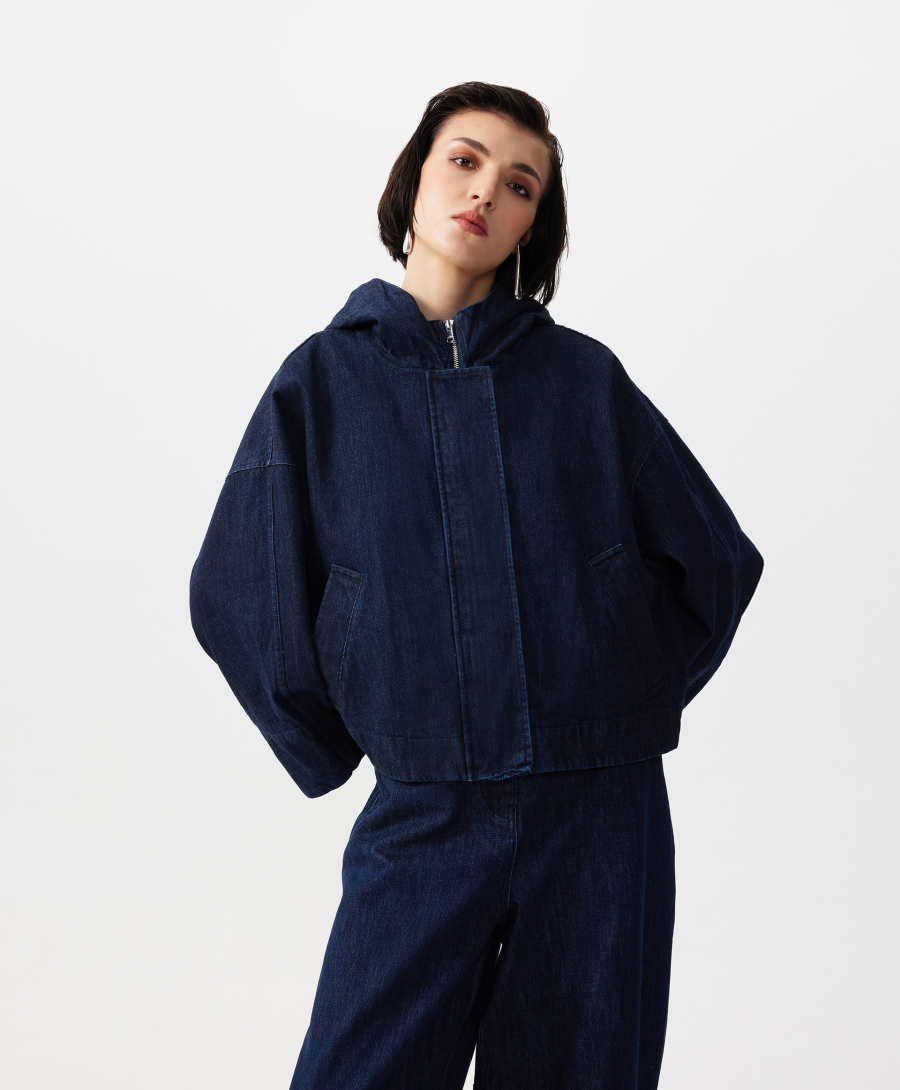 Ветровка оверсайз с капюшоном GLVR, цвет: Черный, 126G23GAC4002 купить онлайн