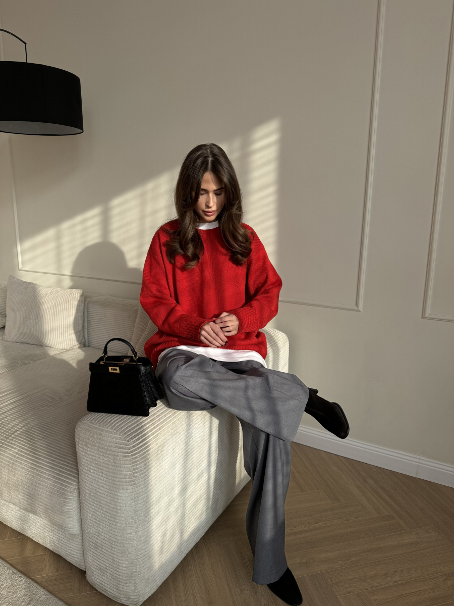 Джемпер из шерсти мериноса VLVT, цвет: красный, 00-00005291 купить онлайн