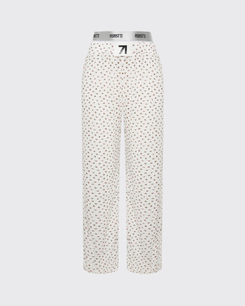 Брюки свободного кроя с двойным поясом ASIA ST 71, цвет: белый, Ast71.pants-relax-white купить онлайн