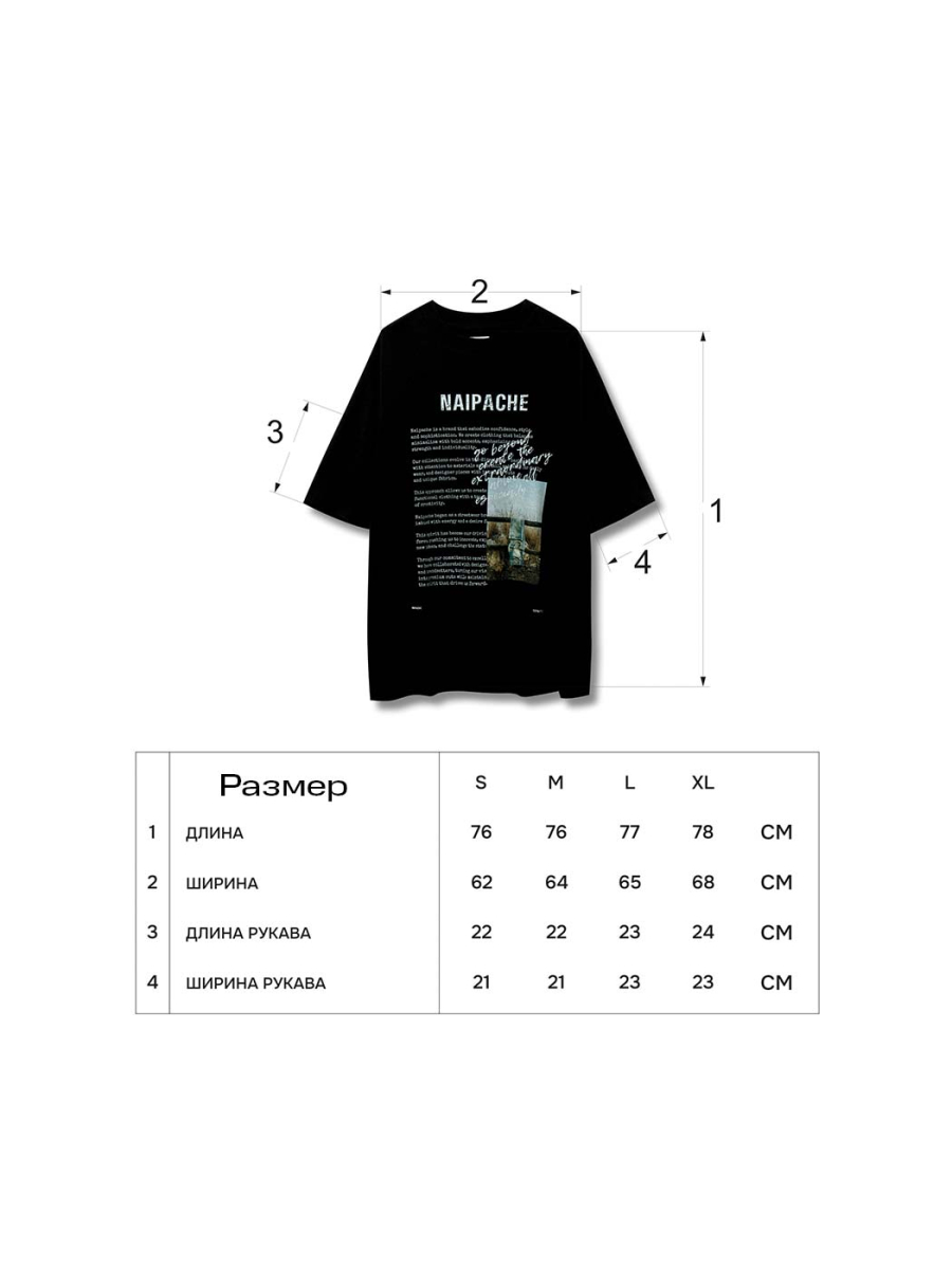 Футболка Винтаж с принтом NAIPACHE, цвет: Черный, 2511064900 купить онлайн