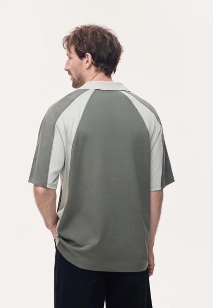 Мужское поло с контрастными вставками MUTED, цвет: хаки, 904312.MTSH0027_Khaki купить онлайн