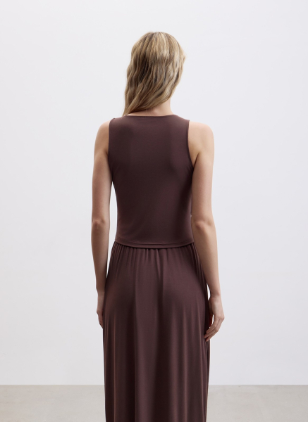 Топ трикотажный с драпировкой ALL WE NEED, цвет: коричневый, 2604W2124-19 купить онлайн