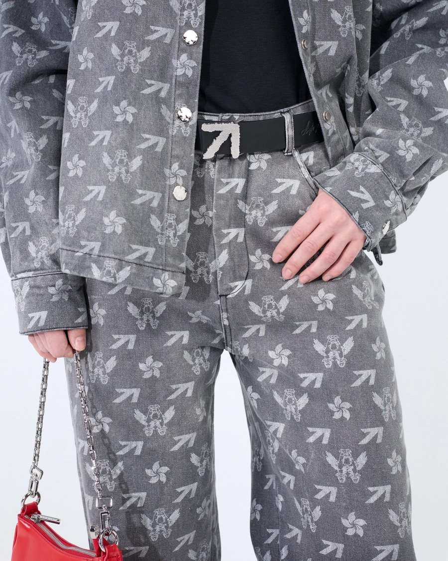 Джинсы женские с градиентом и монограммой ASIA ST 71, цвет: серый, Ast71.jeans-denim-mngrm-w-grey купить онлайн