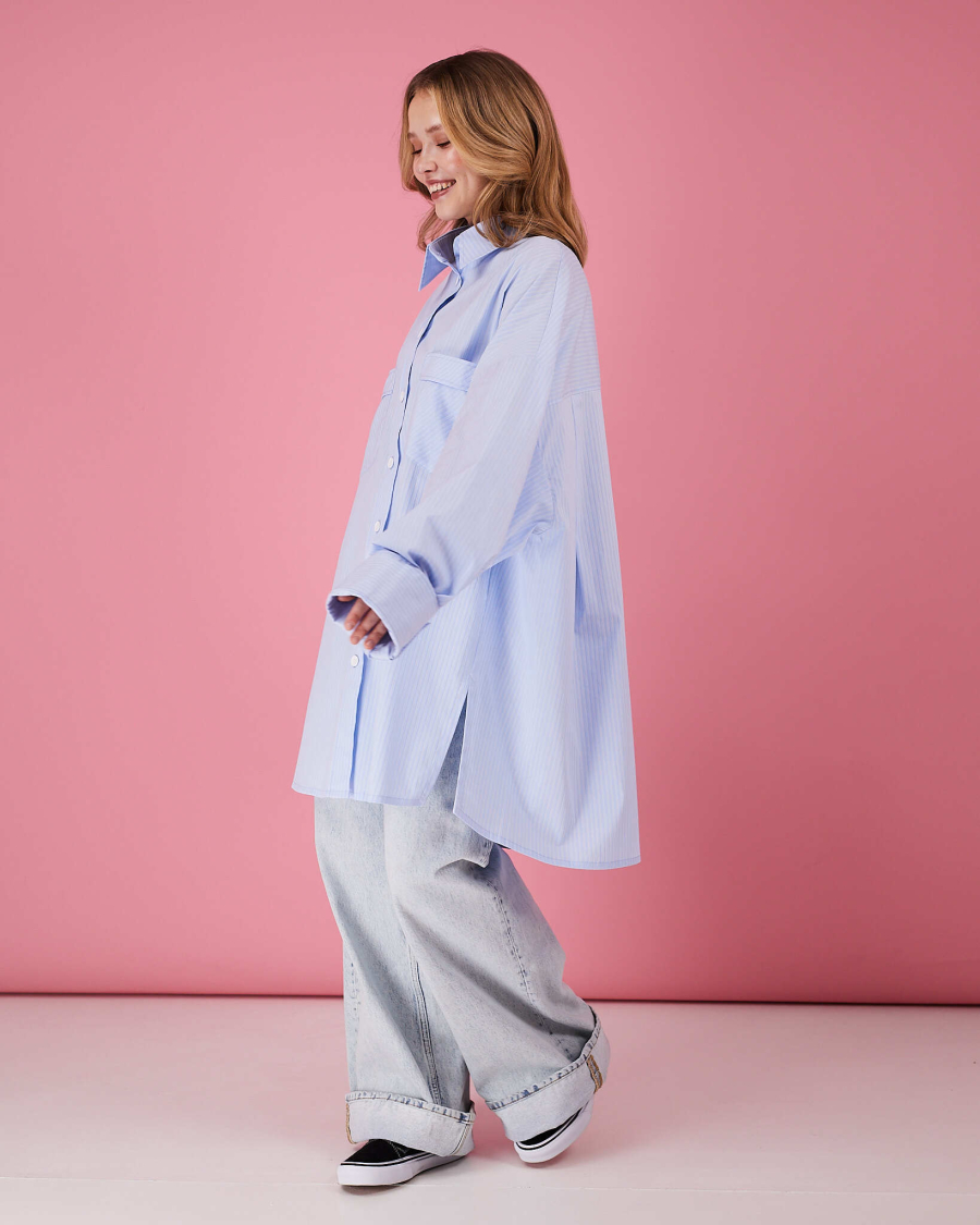 Рубашка макси оверсайз #21 TABOO, цвет: голубой, Rub21 купить онлайн