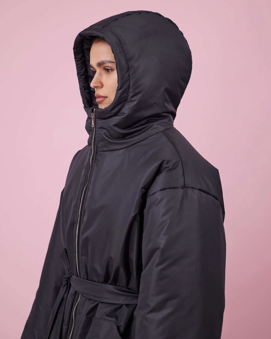 Куртка зимняя с поясом TABOO, цвет: графит, K002 купить онлайн Куртка зимняя с поясом TABOO, цвет: графит, K002 купить онлайн