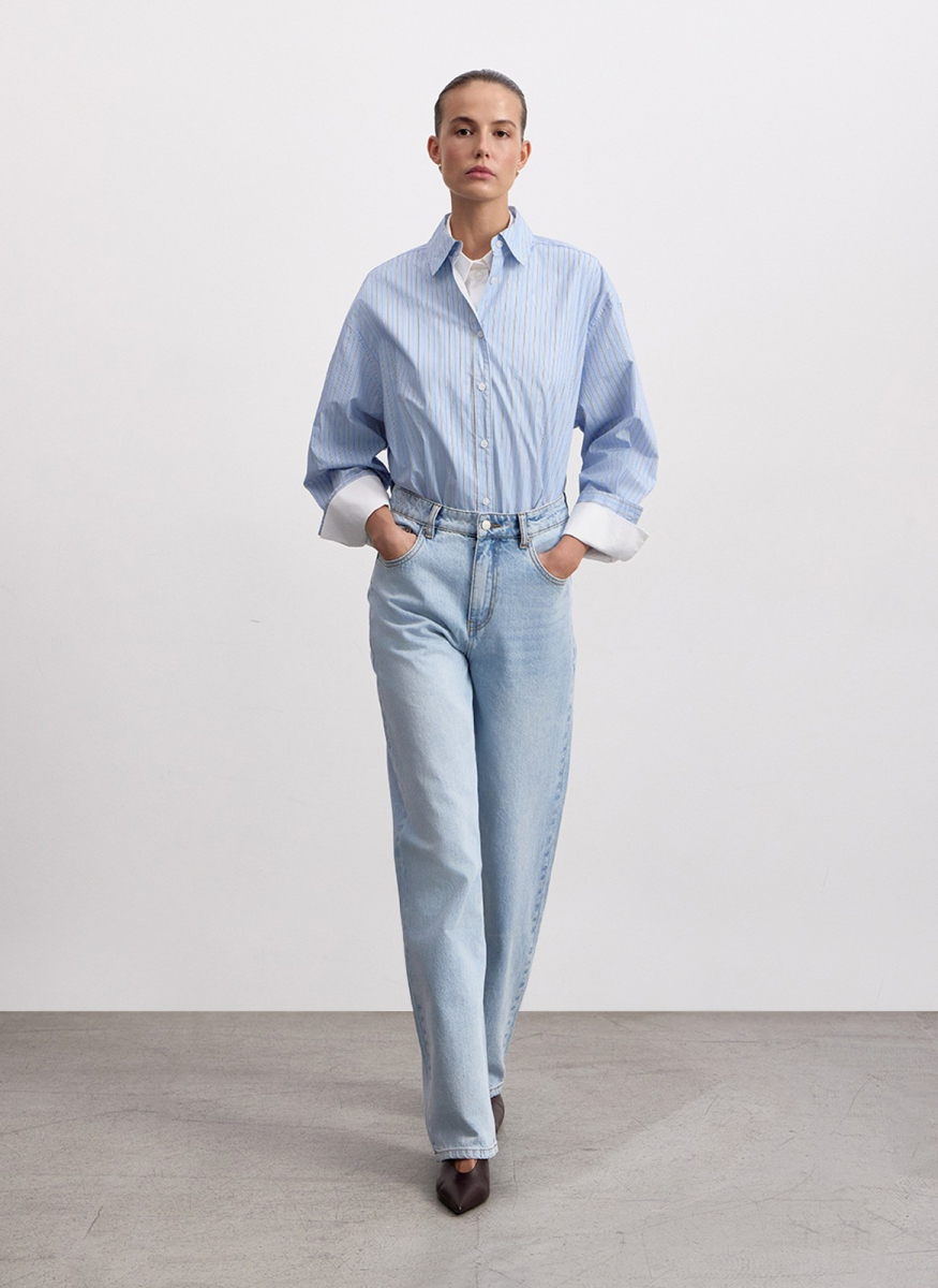 Рубашка из хлопка ALL WE NEED, цвет: голубой, 2603W1336-17 купить онлайн