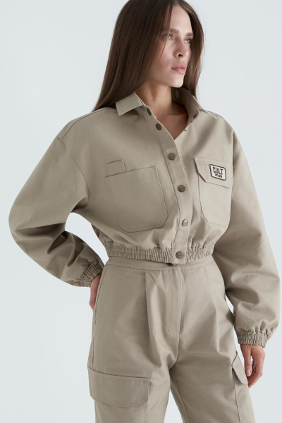 Рубашка женская милитари CULTBASE, цвет: бежевый,  купить онлайн