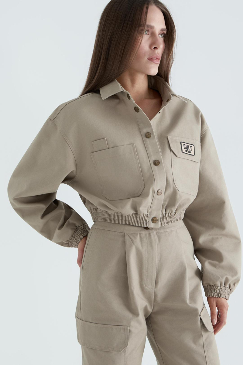 Рубашка женская милитари CULTBASE, цвет: бежевый,  купить онлайн