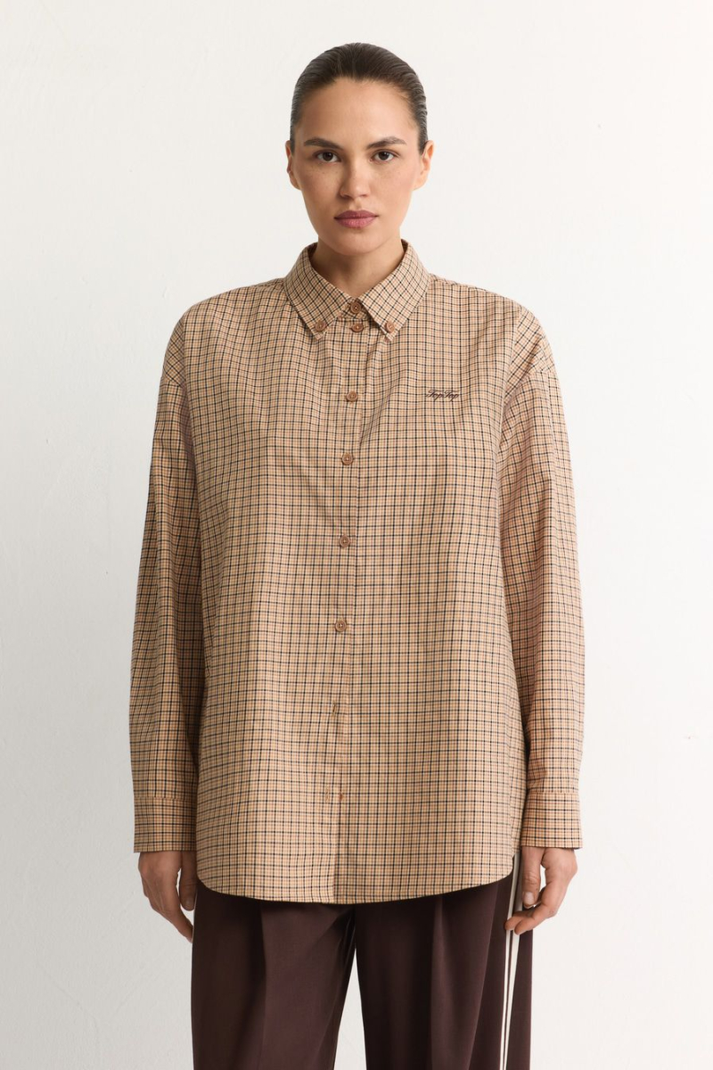 Рубашка прямого силуэта TOPTOP, цвет: бежевый, TT.021.18819.111 купить онлайн