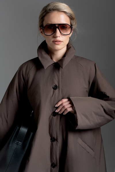 Тренч утепленный макси длины Ricoco, цвет: коричневый, 7048/2 купить онлайн