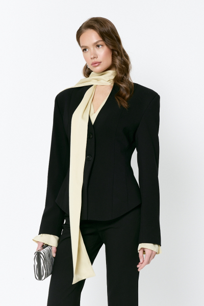 Жакет приталенный с рельефным воротником Ricoco, цвет: Черный, 7052/2 купить онлайн