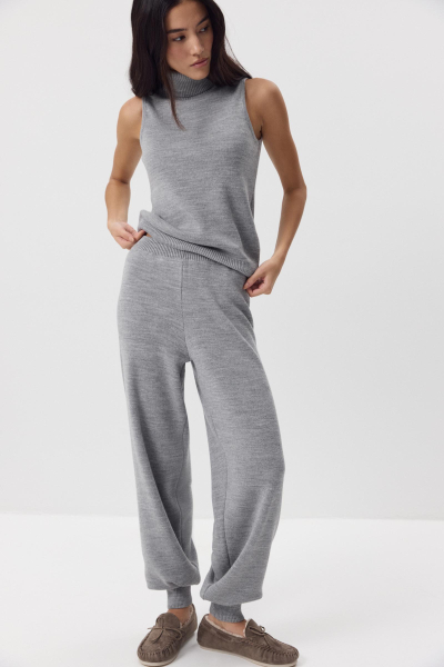 Брюки - джоггеры вязаные с шерстью Charmstore, цвет: серый, 301-40098-884 купить онлайн Брюки - джоггеры вязаные с шерстью Charmstore, цвет: серый, 301-40098-884 купить онлайн