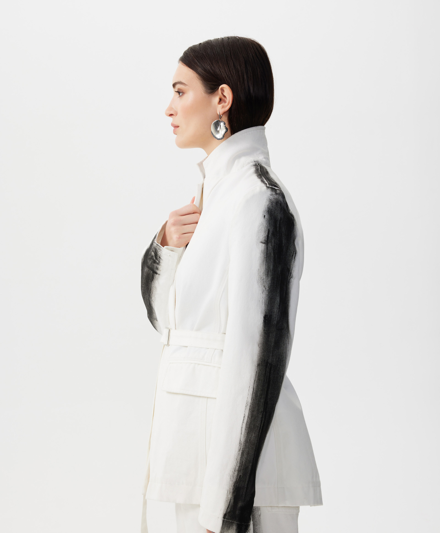 Пиджак джинсовый с принтом на рукавах GLVR, цвет: белый, 126G21GAC4809 купить онлайн