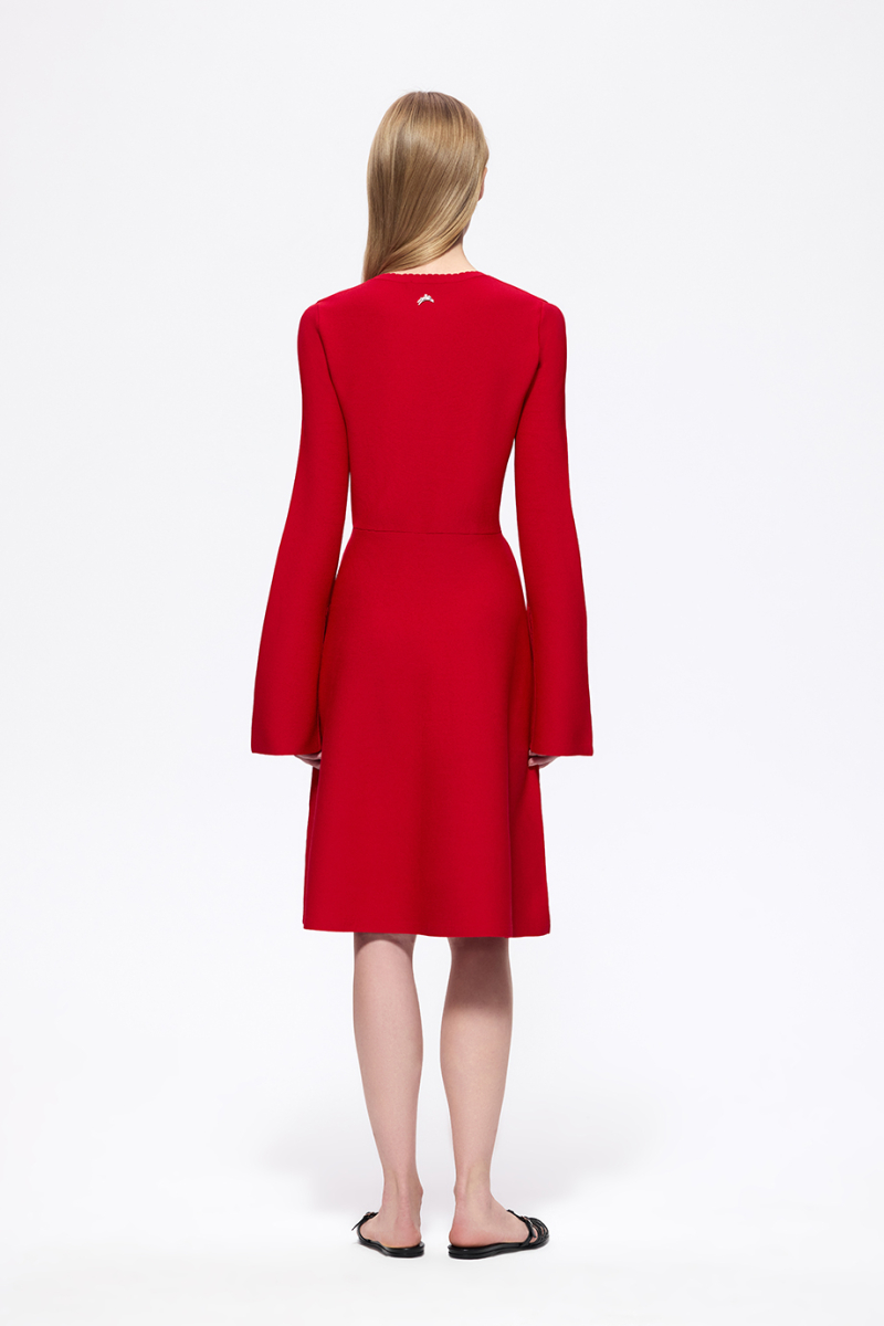 Платье вязаное с рукавом-клеш DREAMS BY ALENA AKHMADULLINA, цвет: красный, 225104070304139/105000 купить онлайн