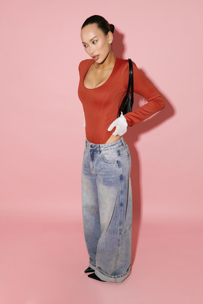 Боди с широкими плечами TOPTOP, цвет: красный, TTS.023.18296.320 купить онлайн