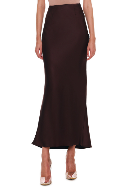 Юбка макси из сатина SODAMODA, цвет: темный шоколад, 12654 купить онлайн