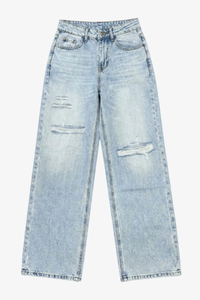 Джинсы свободные Синий гранж