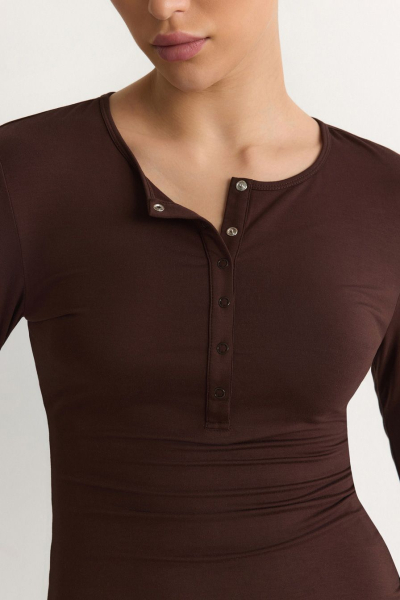 Лонгслив с рукавами на кнопках TOPTOP, цвет: коричневый, TT.025.17747.700 купить онлайн