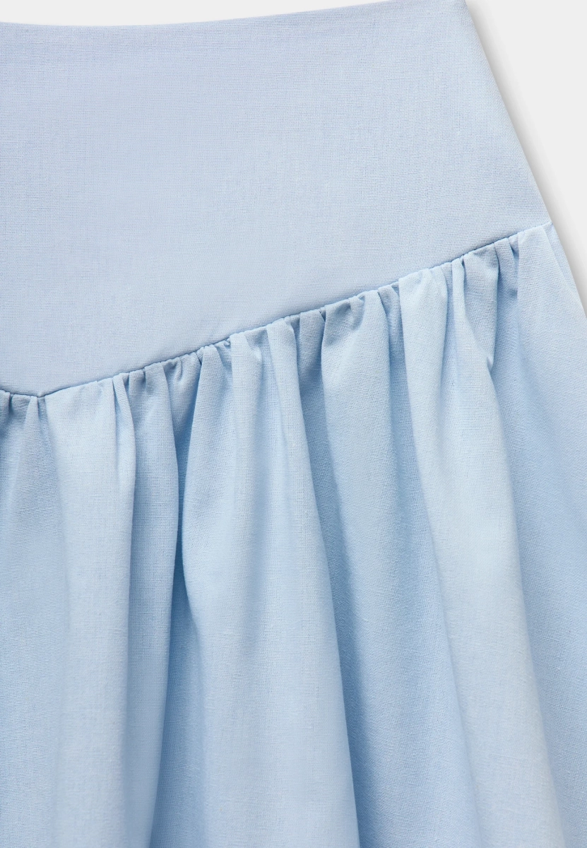 Юбка мини изо льна со сборками REFERT, цвет: голубой, 07-3890/2-2511 купить онлайн