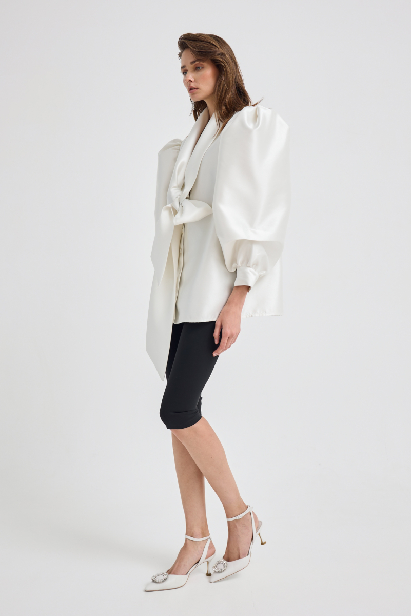 Блуза с бантом Shtripling, цвет: белый, SHRUB006WHT купить онлайн