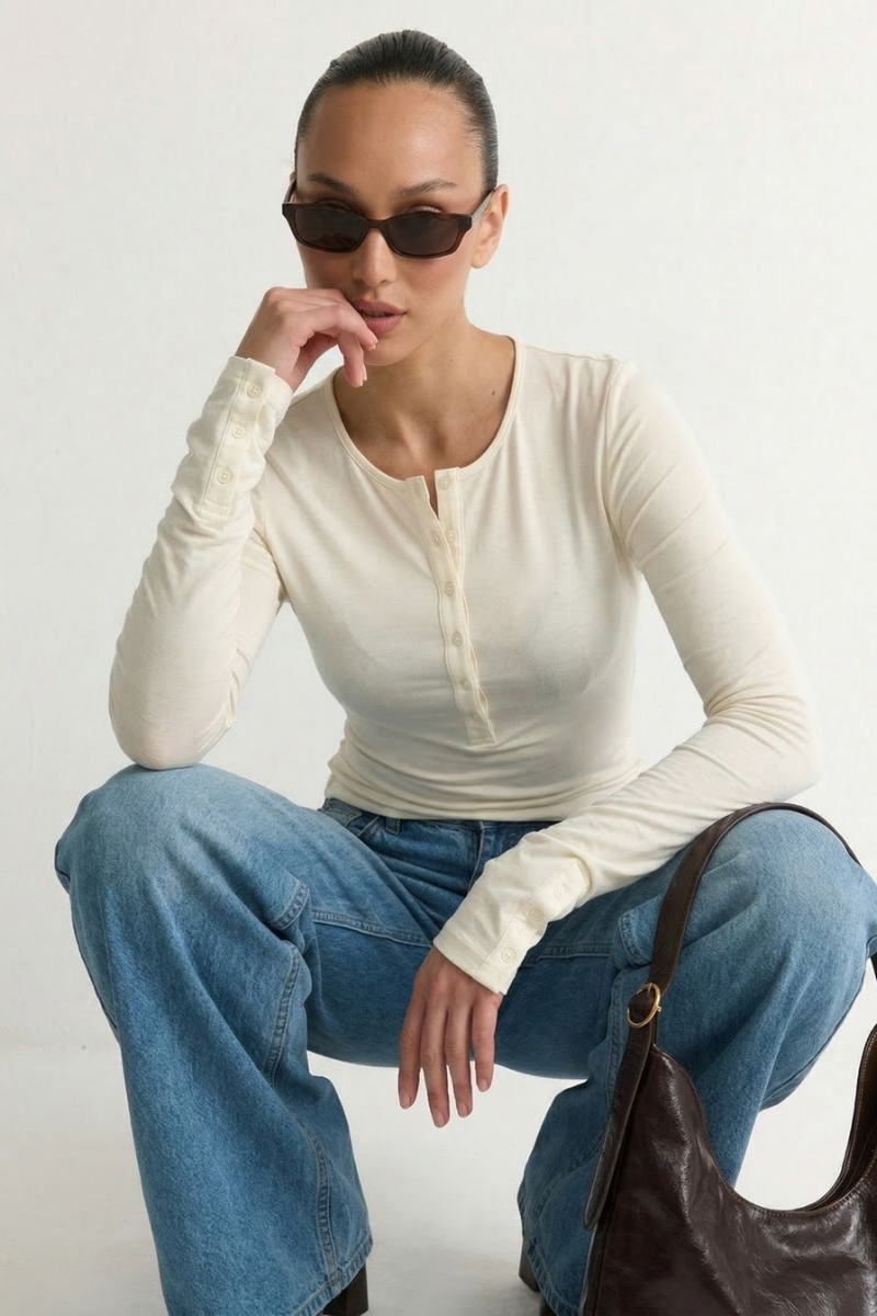 Лонгслив с рукавами на кнопках TOPTOP, цвет: белый, TT.025.17747.120 купить онлайн