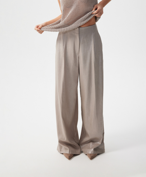 Брюки-палаццо льняные GLVR, цвет: серый, 126G22GAC6306 купить онлайн