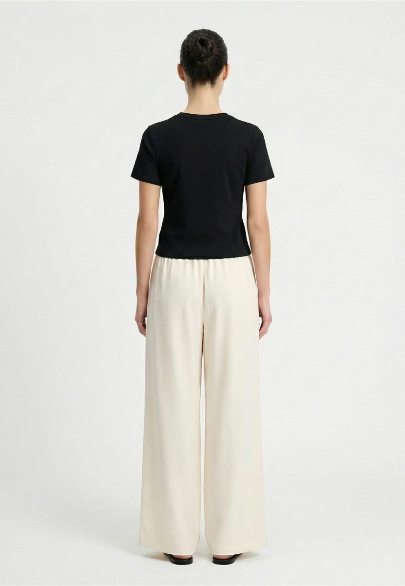 Брюки прямые на кулиске из костюмной ткани REFERT, цвет: молочный, 09-3870/1-2511 купить онлайн