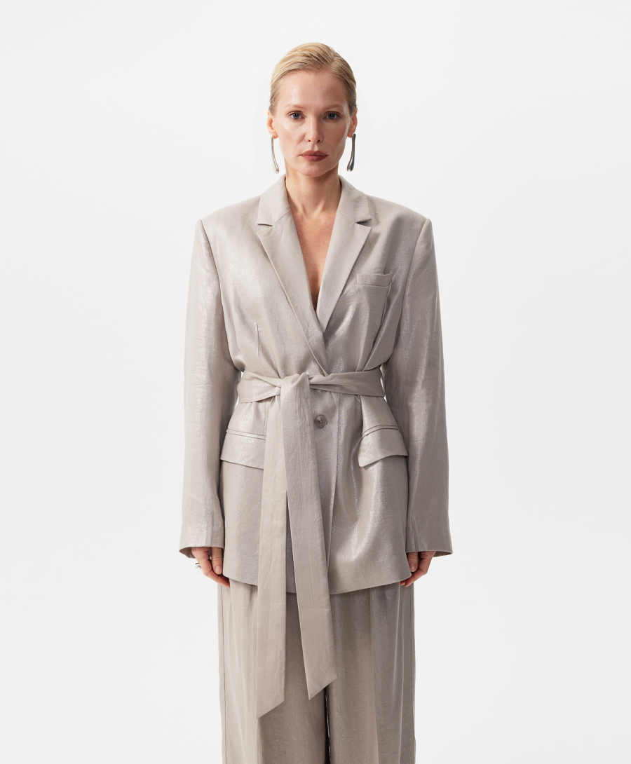 Пиджак льняной прямой свободной формы