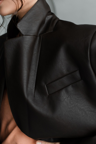 Жакет оверсайз из экокожи VLVT, цвет: коричневый, 00-00005296 купить онлайн