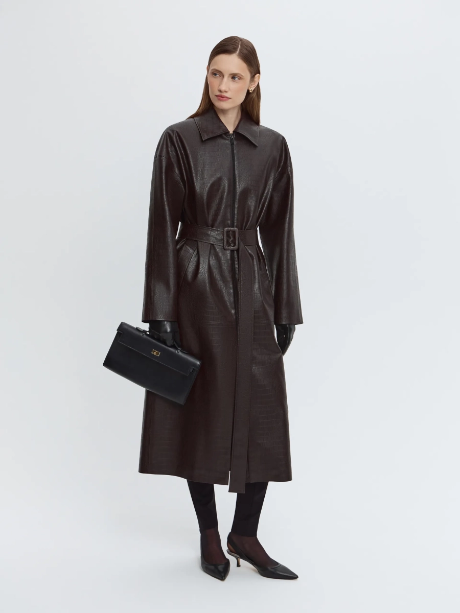 Плащ из фактурной экокожи ANNA PEKUN, цвет: коричневый, 14.2578.700 купить онлайн