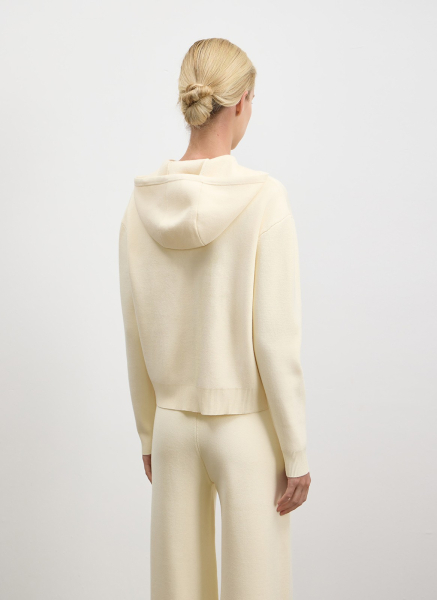 Джемпер с капюшоном на молнии вязаный ALL WE NEED, цвет: белый,  купить онлайн