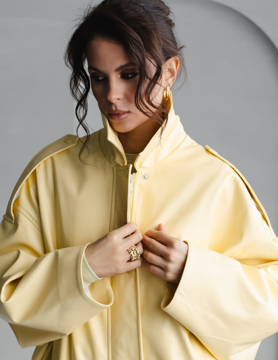 Бомбер из экокожи VLVT, цвет: Желтый, 00-00005292 купить онлайн