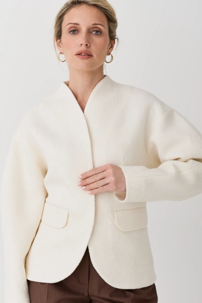 Жакет О-образный из фактурной шерсти Ricoco, цвет: белый, 6084/1 купить онлайн