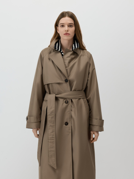 Утепленный плащ с капюшоном Conso, цвет: коричневый, SEL 260125 - кофейный купить онлайн