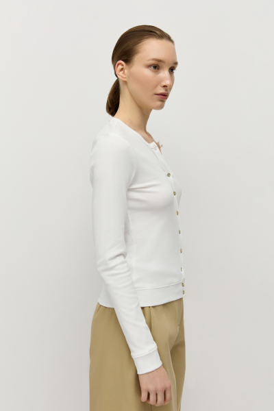 Лонгслив на пуговицах AROUND, цвет: белый, 219_117CE03 купить онлайн