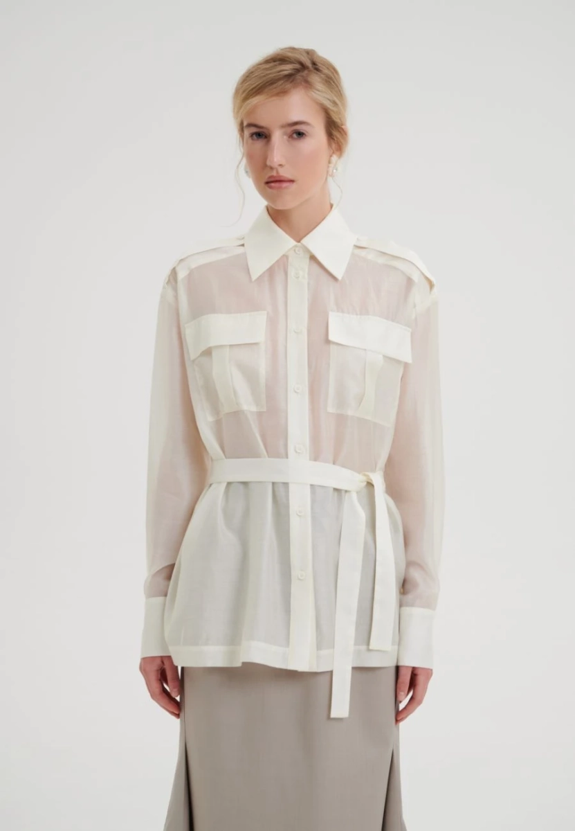 Рубашка свободного кроя с поясом