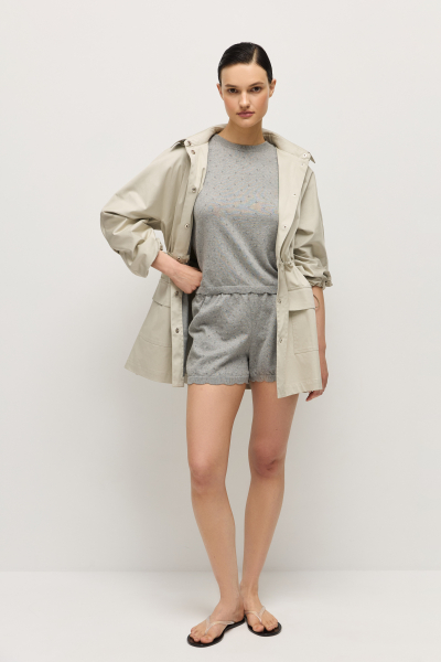 Джемпер пуантель из хлопка с кашемиром AROUND, цвет: серый меланж, 219_129CC06 купить онлайн