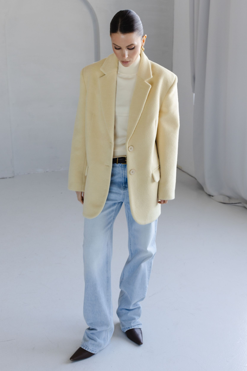 Пальто из смесовой шерсти однобортное укороченное VLVT, цвет: Желтый, 00-00005294 купить онлайн