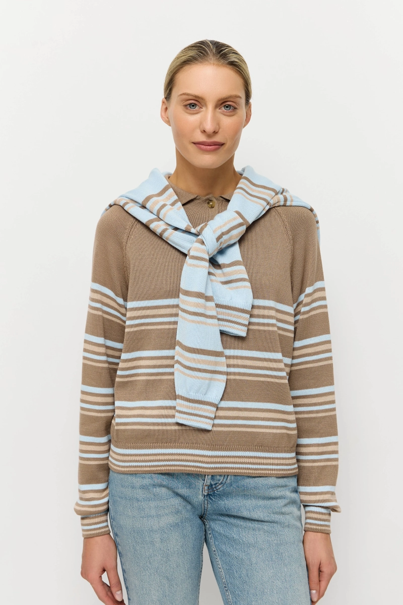 Поло в полоску из хлопка AROUND, цвет: мультиколор, 219_125CA02 купить онлайн